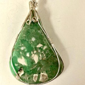 Stunning Green and White Variscite Pendant